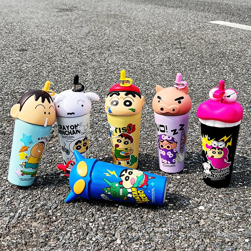 Crayon Shin-Chan Stainless Steel Thermos Mug – 600ml Anime Tumbler with Straw