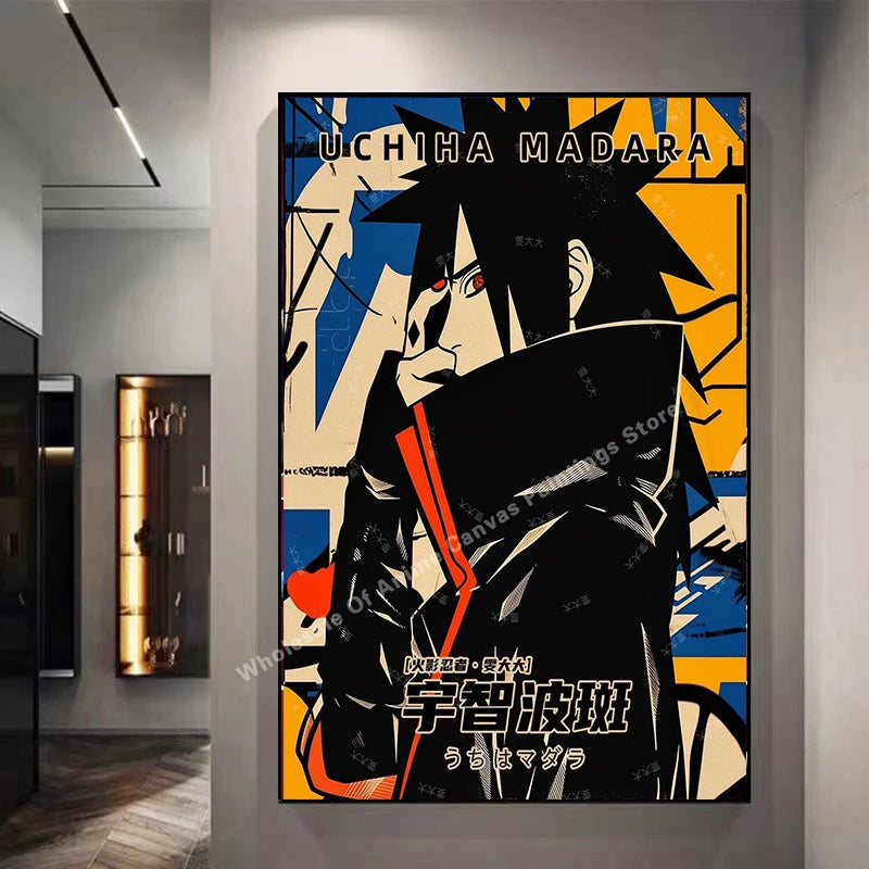 Naruto Graffiti Poster – Itachi Uchiha Akatsuki Anime Wall Art for Home Decor