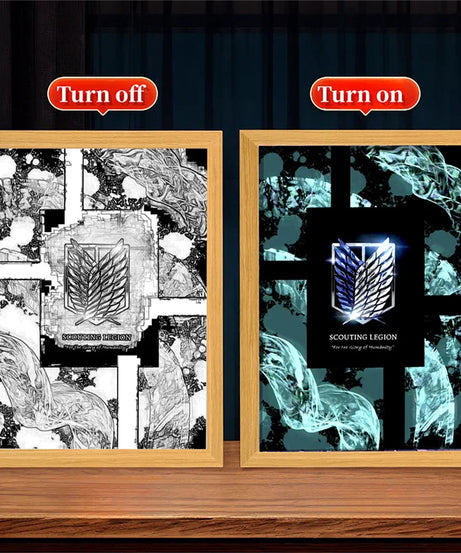Anime Attack on Titan Night Light Painting Picture Frame Room Decor Home Wall Decorative Art For Bedroom Friends Gifts Moon Lamp