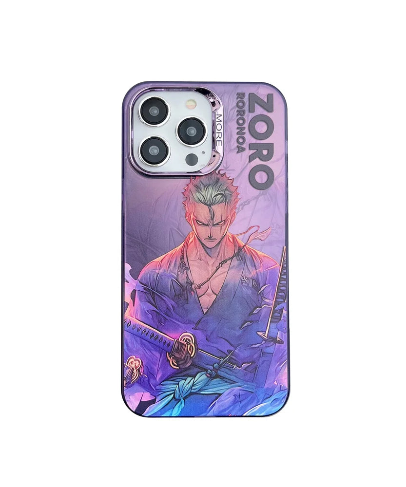 Anime One Piece Luffy Zoro Phone Case For iPhone 11 12 13 14 15 16 Pro Max Electroplated Camera Protector Cover