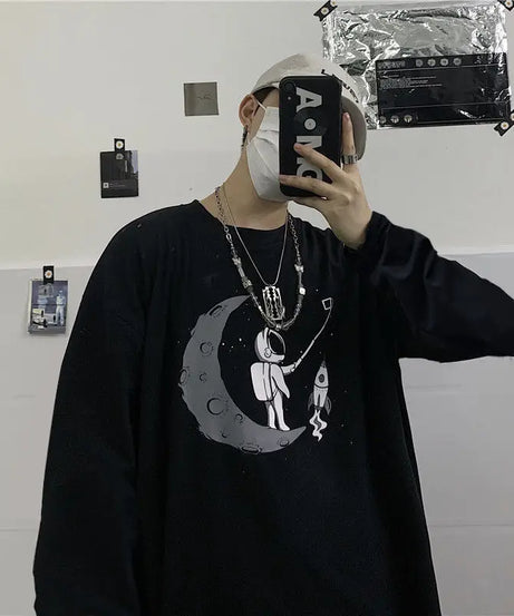 Anime One Piece Monkey D. Luffy Spring and Autumn New Loose Boys' Long Sleeve Cartoon Student T-shirt Clothes