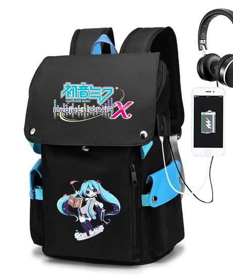 New Hatsune Anime Backpack Student School Shoulder Bag Business Multifunctional Large Capacity Computer Bag Travel Backpack