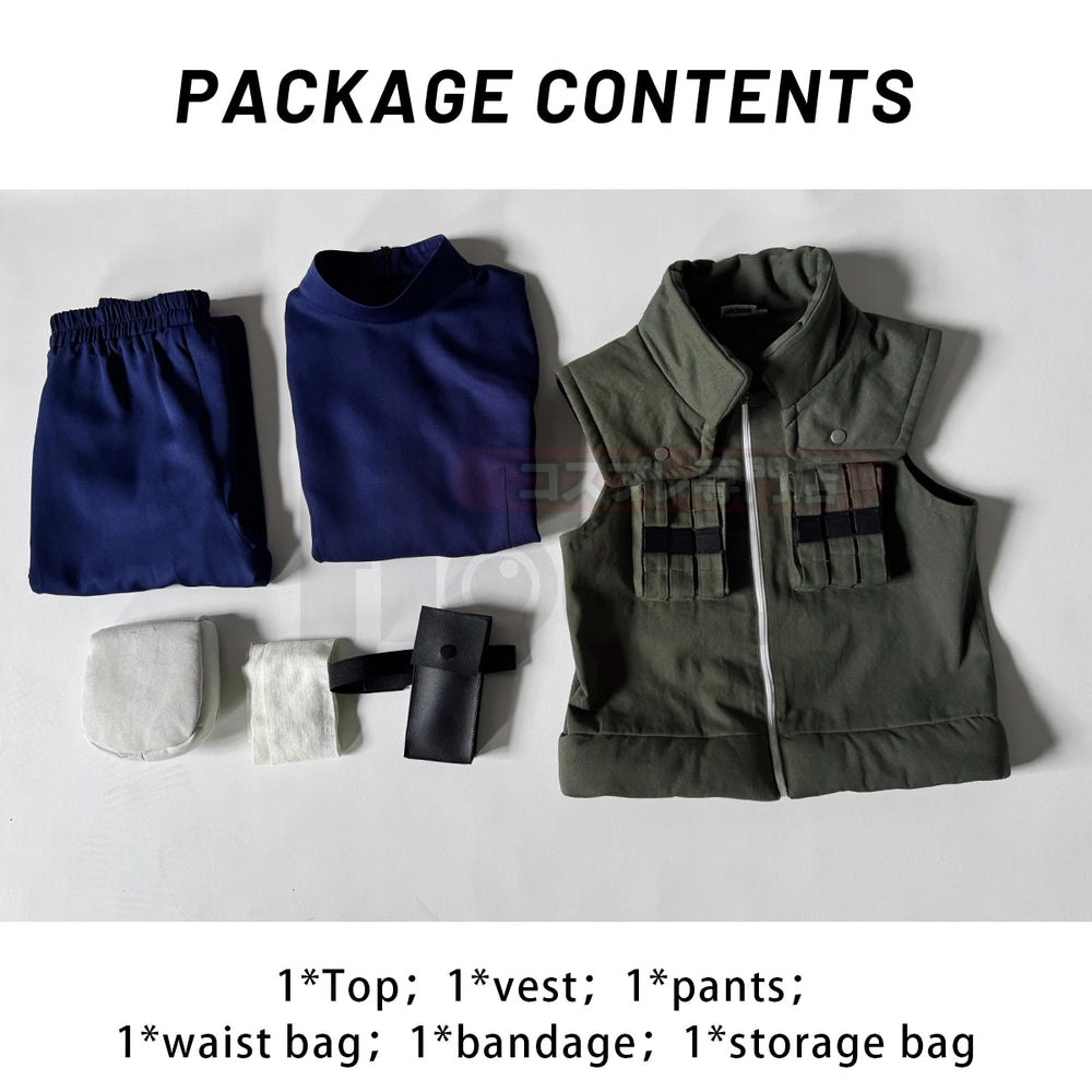 Anime Kakashi Hatake Cosplay Costume – Vest, T-Shirt, Pants & Pouch Set 5