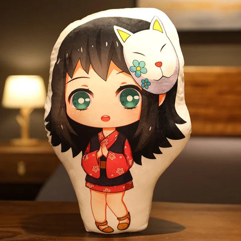 Tanjiro & Nezuko Plush Pillow – Demon Slayer Anime Cushion