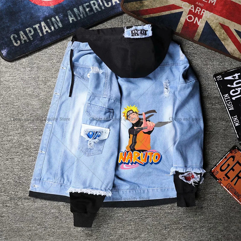 Kawaii Naruto Ripped Denim Jacket – Women's Anime Hip Hop Streetwear Jean Coat 8