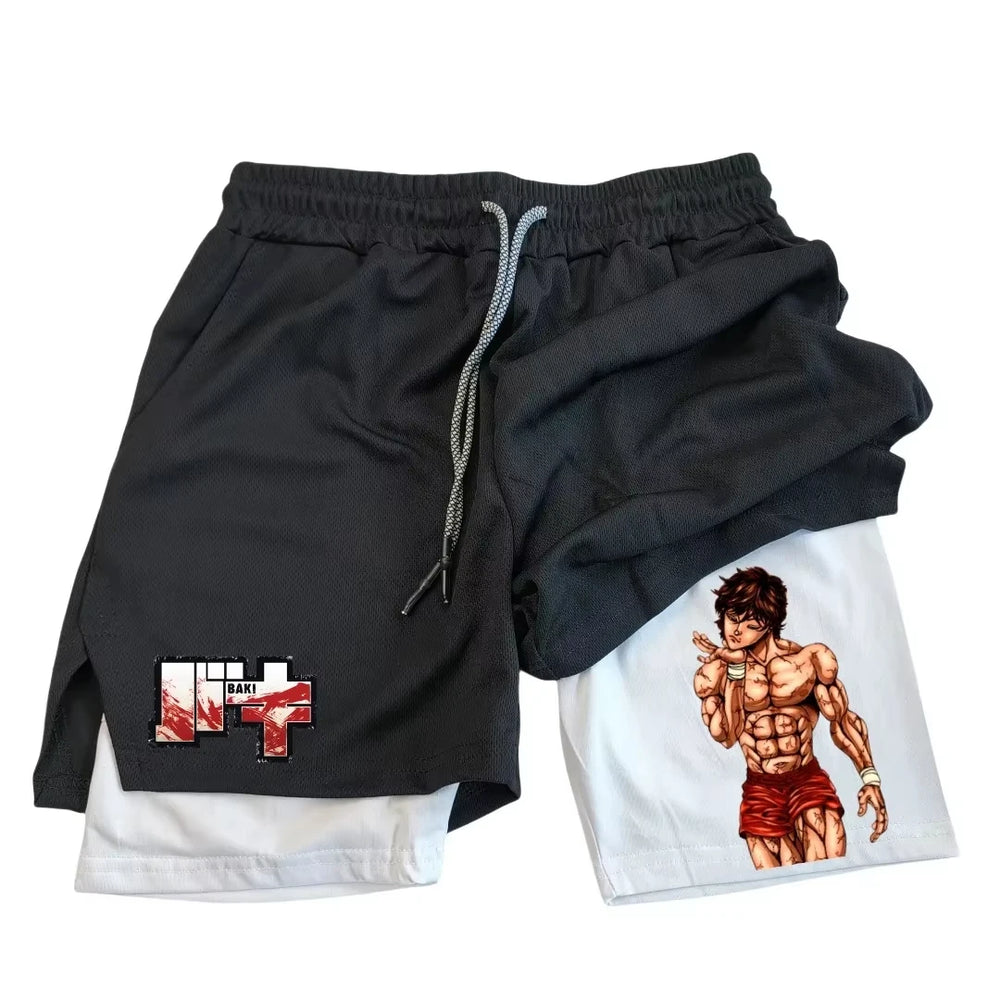 Baki Hanma Anime Men's 2-in-1 Gym Shorts – Quick-Dry Mesh Fitness Activewear 8