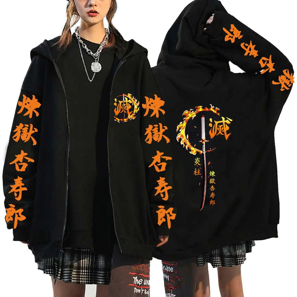 Demon Slayer Tokito Muichiro Anime Printed Zipper Hoodie – Unisex Streetwear 6