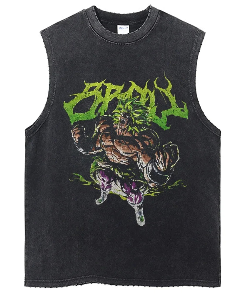 Vintage Dragon Ball Sleeveless Streetwear Tank – Harajuku Cotton Graphic Tee