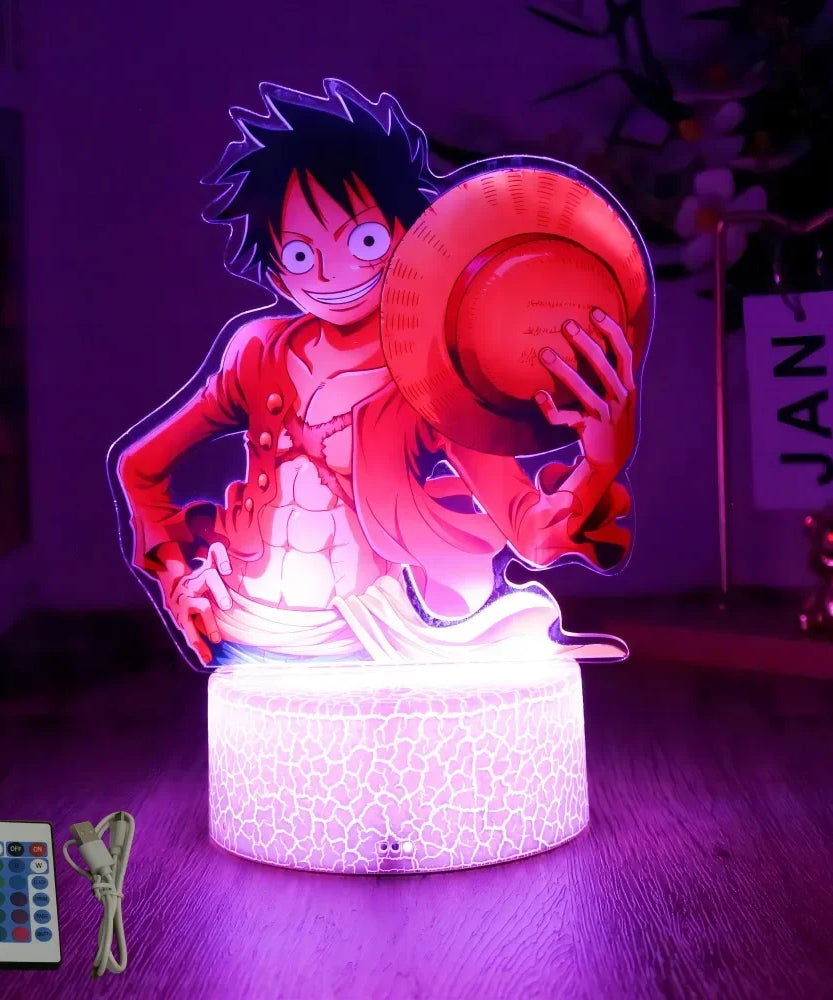 Actions Figure One Piece Luffy Zoro Anime Figures 3D Lamp PVC Action Collection Model Toys LED Night Light Kid Christmas Gift
