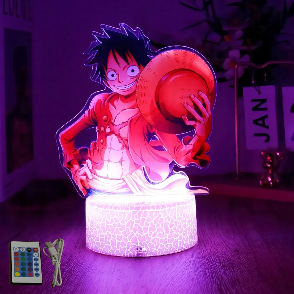 Actions Figure One Piece Luffy Zoro Anime Figures 3D Lamp PVC Action Collection Model Toys LED Night Light Kid Christmas Gift