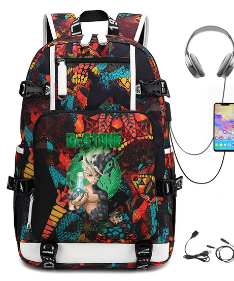 Dr. Stone Anime Backpack – Large Capacity Student & Travel Bag