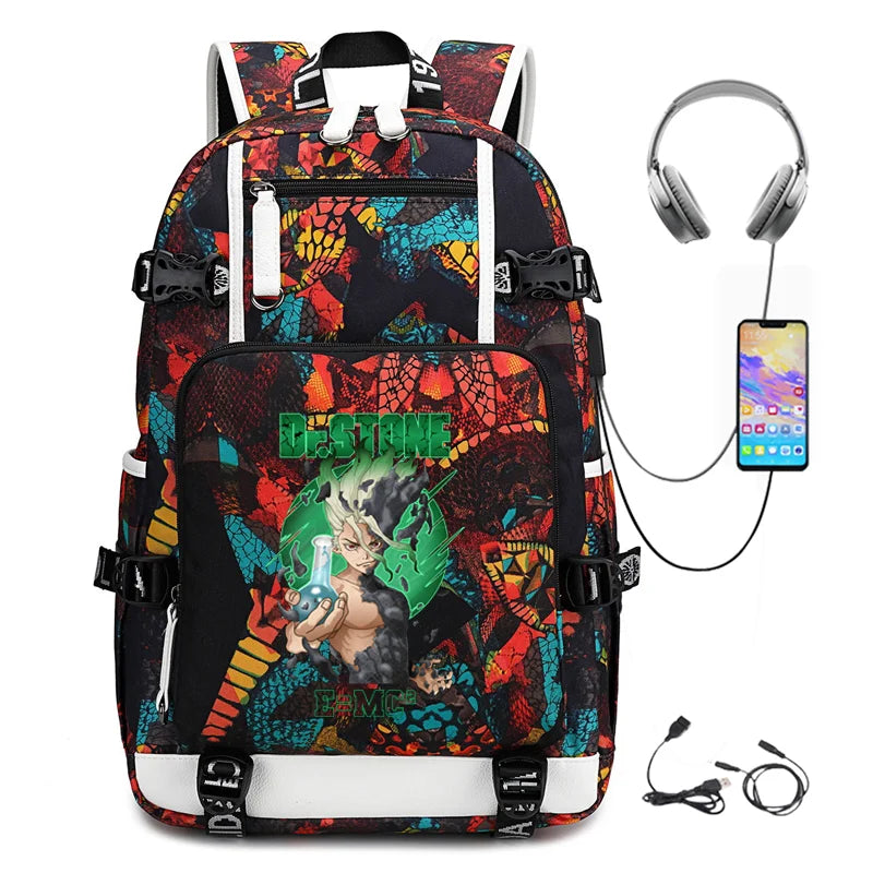 Dr. Stone Anime Backpack – Large Capacity Student & Travel Bag