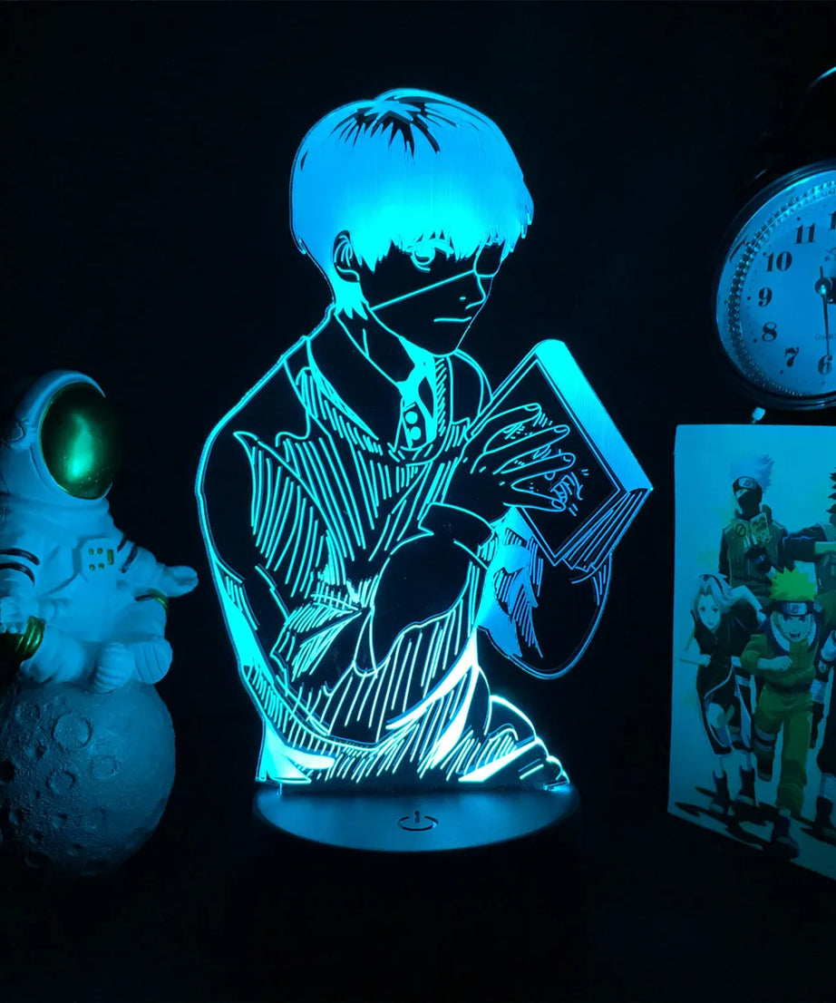 Anime Tokyo Ghoul Glowing Acrylic Stand Ken Kaneki Figure Nightlight for Reading Room Decor Light Gift for Birthday Table Lamp