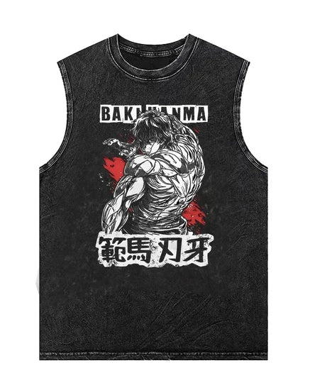 Anime Graphic Tank Tops Man Sleeveless Shirt Vintage Washed Vest  Summer Y2k Clothes Casual T Shirt Harajuku Streetwear