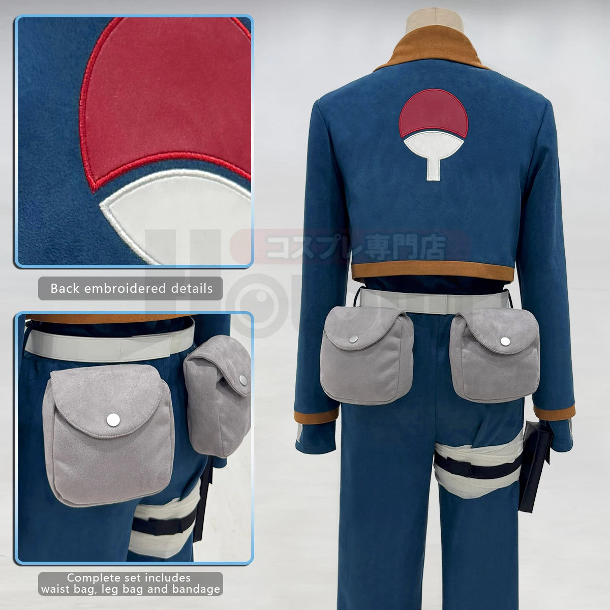 Anime Uchiha Obito Cosplay Costume Top Shirt Pants Waist Bags Animation Convention Halloween Christmas Adult Version