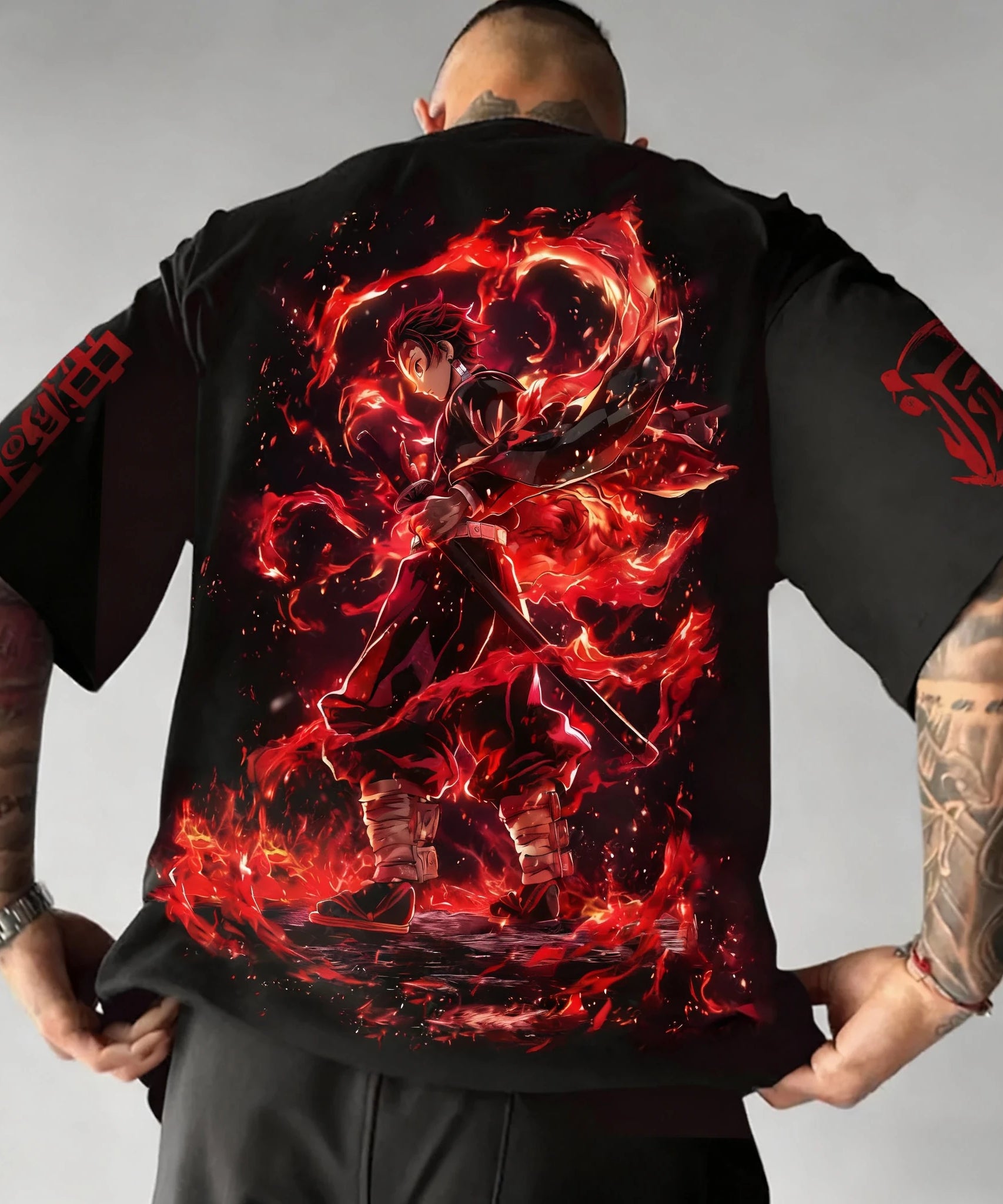 Demon Slayer Anime Co Branded Printed T-shirt Summer New Men's Japanese Harajuku Loose Casual Children's Parent Child Top