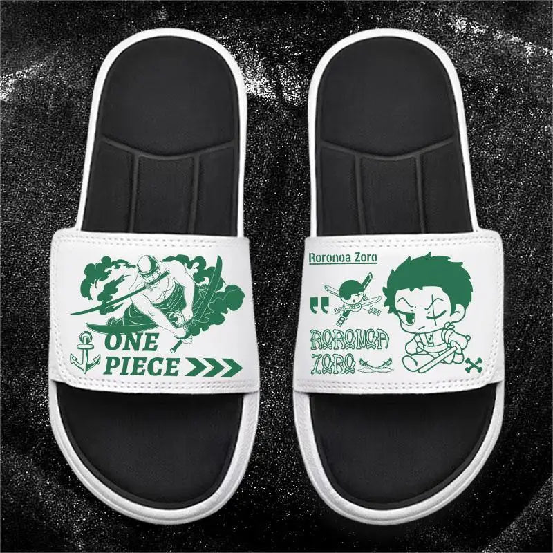 One Piece Anime Luffy Zoro Nami Pattern New Slippers Men and Women Fashionable Flat Outdoor Comfortable Sandals Gift