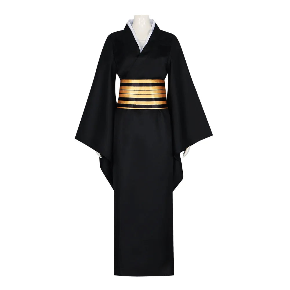 Anime Demon Slayer Nakime Cosplay Costume – Black Kimono & Wig Set 4
