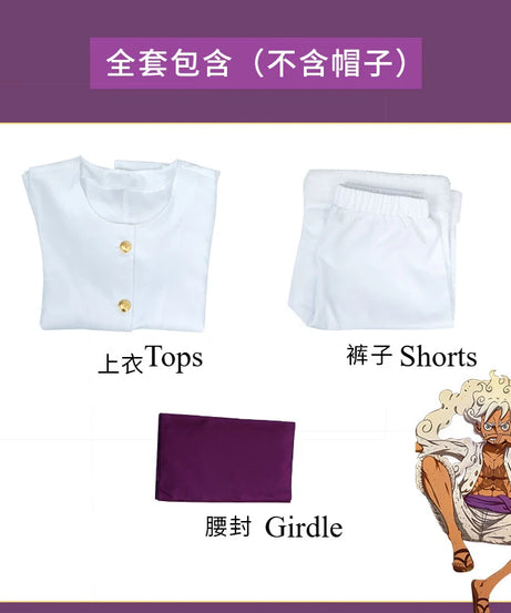 Monkey D Luffy Anime Cosplay Costume Nika Luffy Fifth Gear Helios Nica Wano Role Play Country Uniform Hat Halloween Party