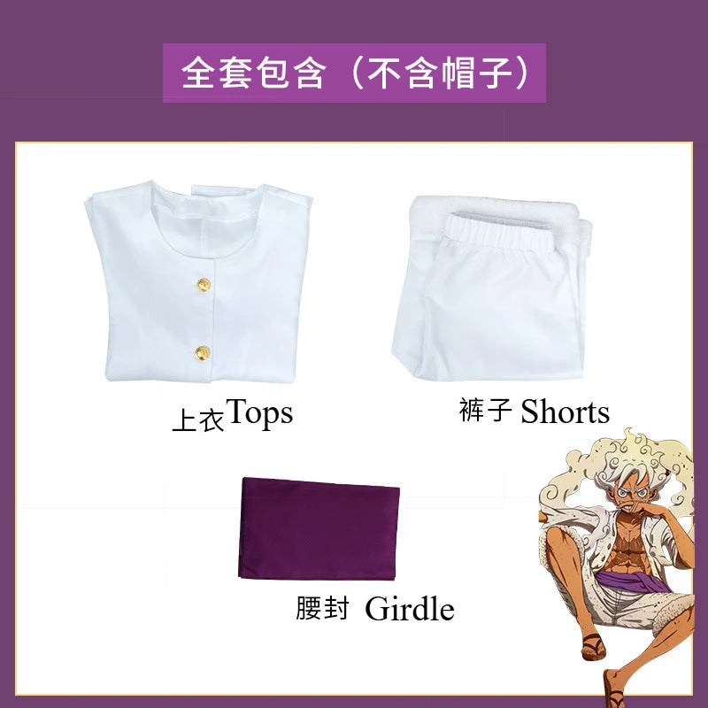 Monkey D Luffy Anime Cosplay Costume Nika Luffy Fifth Gear Helios Nica Wano Role Play Country Uniform Hat Halloween Party