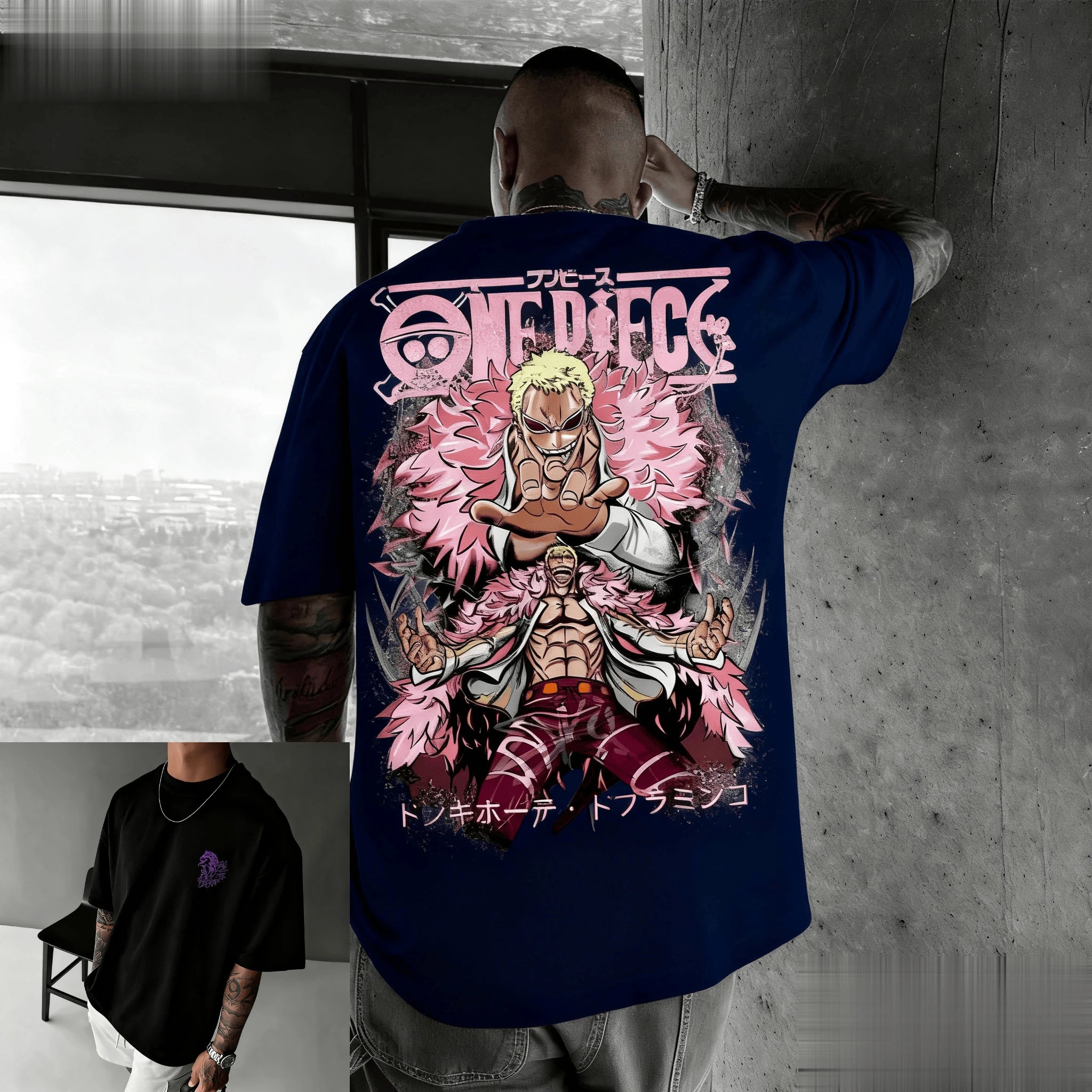 New Unisex One Piece Doflaminggo Anime Men T Shirt Short Sleeve Tee Summer Y2k Graphic Streetwear Casual Top Oversized