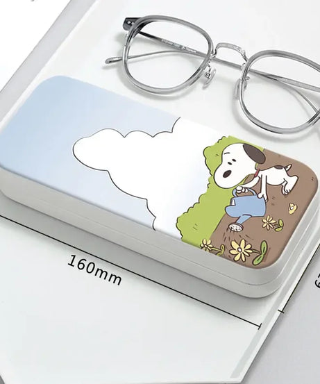 Snoopy Girl Korean Fresh Student Cute Disney Fashion Simple Anti-fall Portable Anti-Stress Folding Glasses Case
