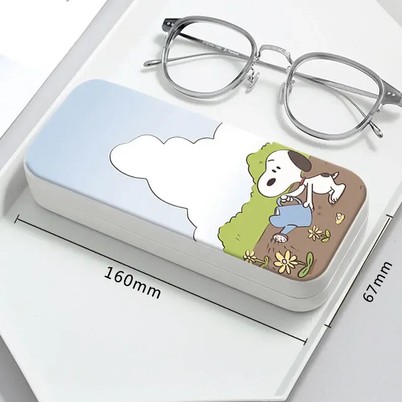 Snoopy Girl Korean Fresh Student Cute Disney Fashion Simple Anti-fall Portable Anti-Stress Folding Glasses Case