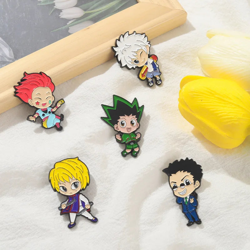 Hunters Enamel Pin Custom GON Killua Kurapika Leorio Hisoka Brooch Lapel Badge Anime Jewelry Gift for Fans