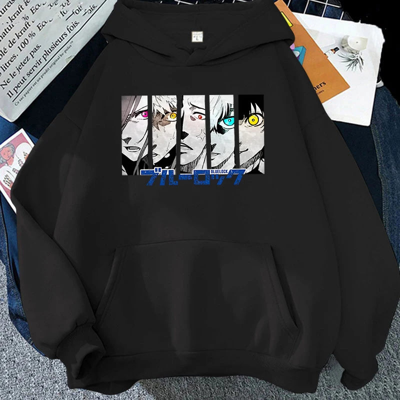 Anime Blue Lock Print Sweatshirt Women'S Casual Top Harajuku Fashion Hooded Sweatshirt Long Sleeve