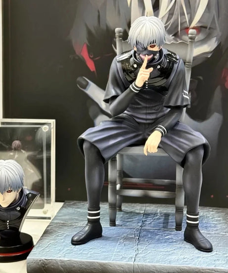 20cm Ken Kaneki Sitting Figure Tokyo Ghoul GK Replaceable Double Head Double Arms Statue With Base Anime Model Toy Deco Boy Gift