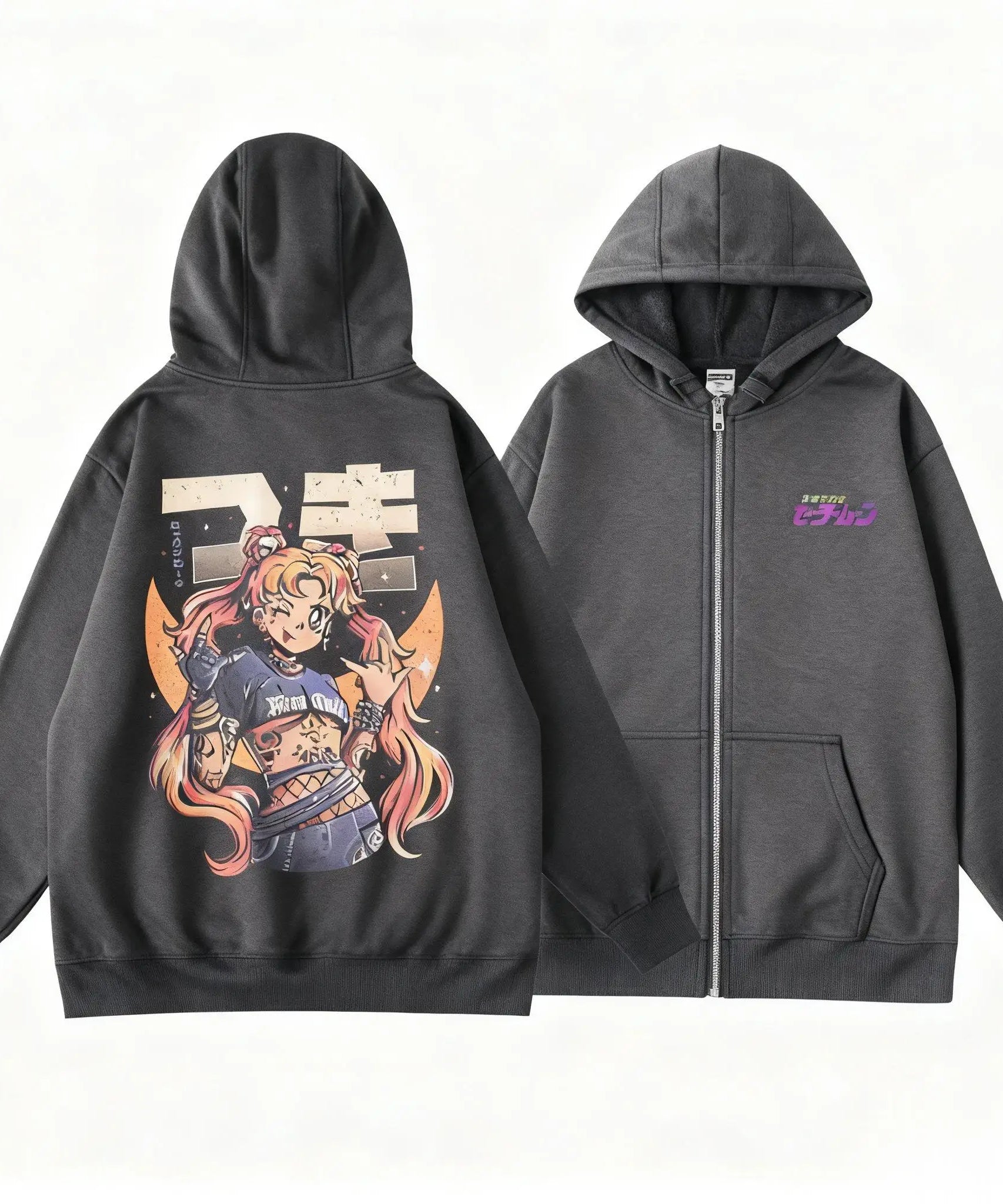 New Unisex Sailor Moon Anime Hoodie Men Women Zip Up Jacket Graphic Print Streetwear Sweatshirt Oversized Casual Autumn Tops