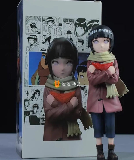 21cm Naruto Childhood Uzumaki Naruto Hinata Hyuga Couple Figure Double Head Sculpt Anime Model Toy Desktop Ornament Collect Gift