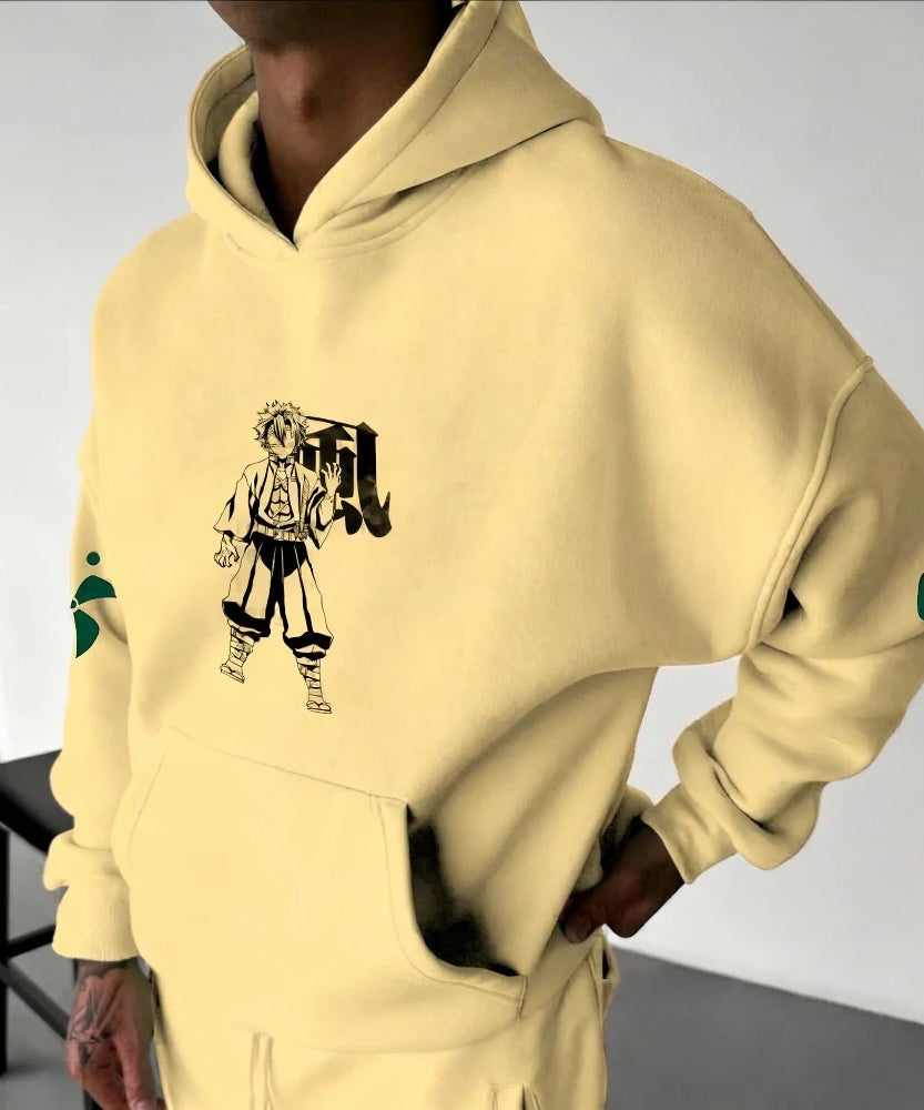 Demon Slayer Anime Shinazugawa Sanemi Hoodie Autumn/Winter Men's and Women's New Loose Casual American Hip-hop Jumper Top