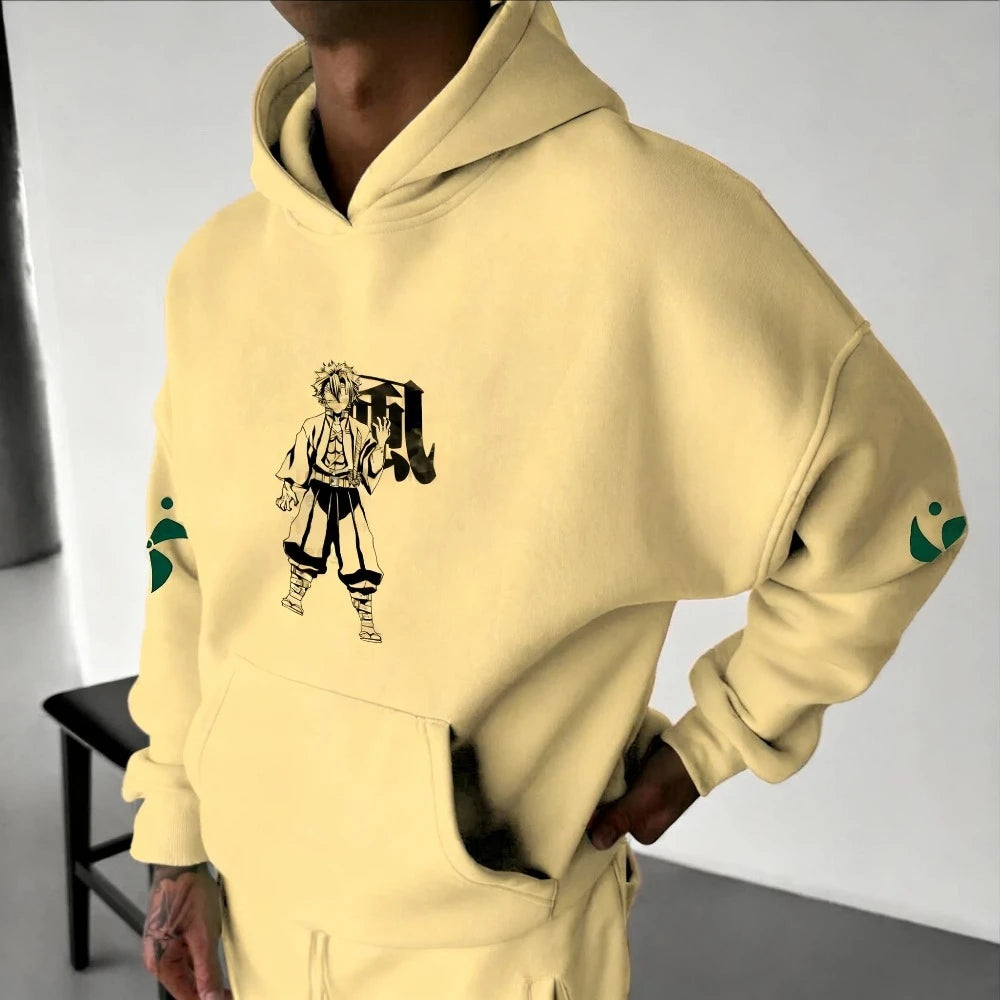 Demon Slayer Anime Shinazugawa Sanemi Hoodie Autumn/Winter Men's and Women's New Loose Casual American Hip-hop Jumper Top