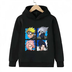 Naruto Kids Anime Graphic Hoodie – Uzumaki, Sasuke & Kakashi Spring/Autumn Top