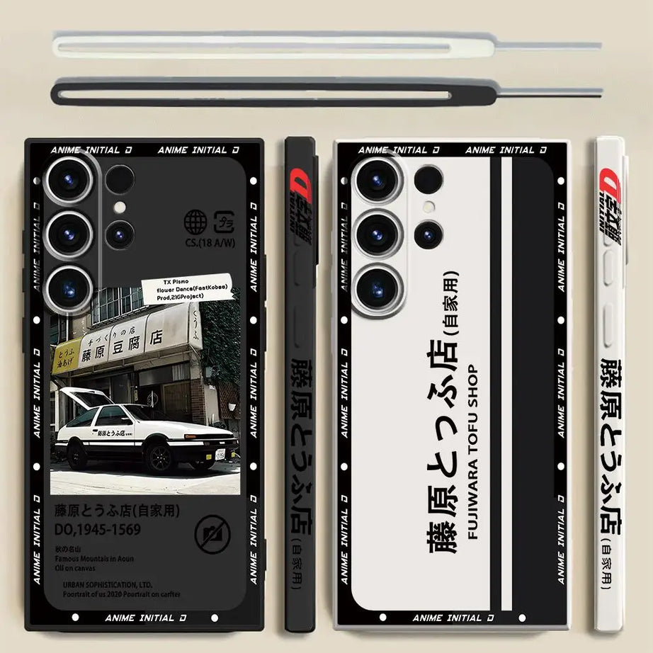 Anime Initial D Phone Case for Samsung Galaxy S20 FE S21 S24 Ultra S22 Plus S23 Ultra 5G Soft Square Fluid Cover