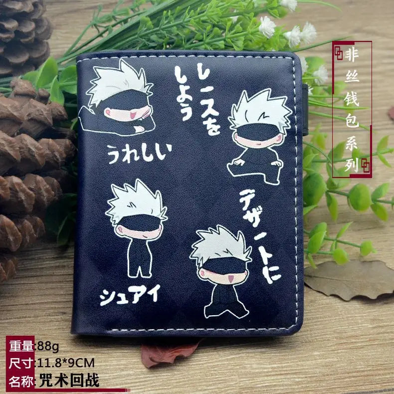 Anime Jujutsu Kaisen Gojo Satoru Bifold Short Men's Wallets Card Holders Purse