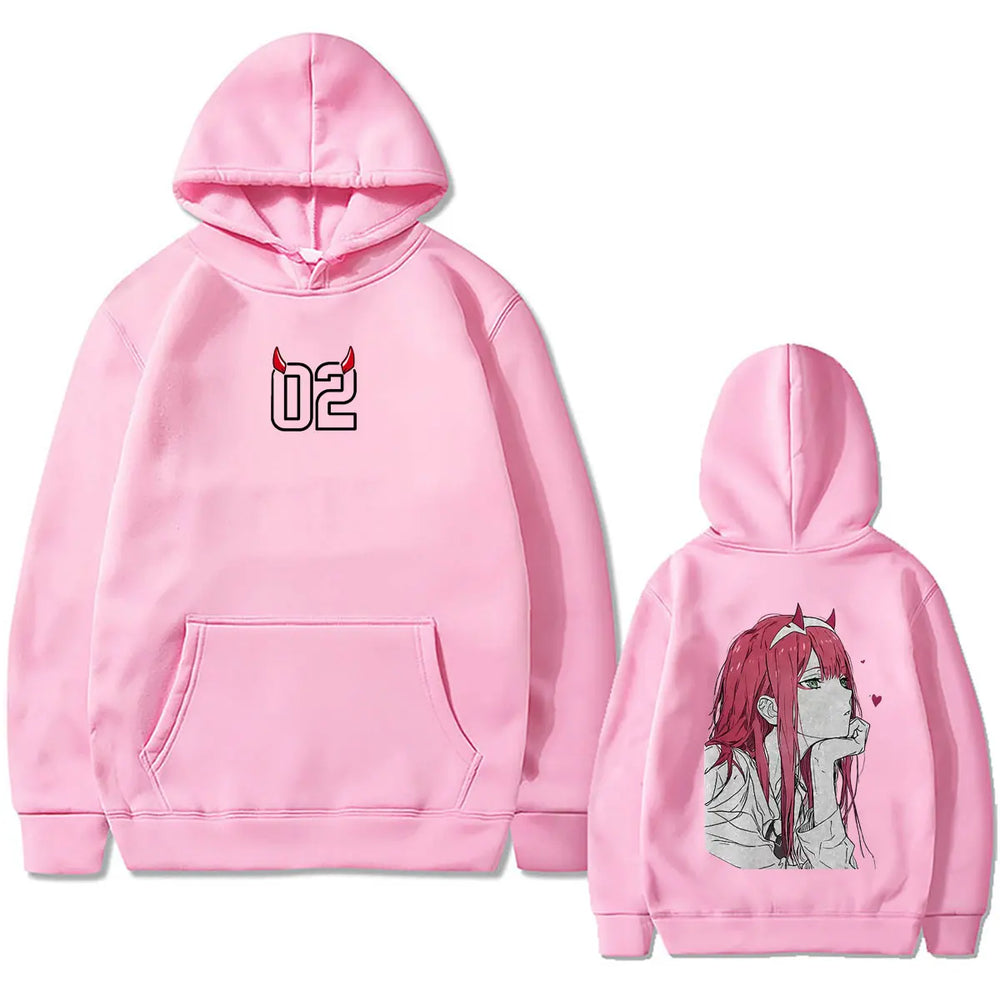 Darling in the Franxx Zero Two Graphic Hoodie – Y2K Vintage Oversized Pullover 5