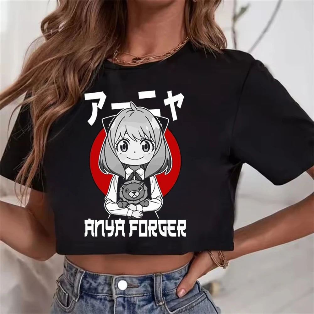 Spy x Family Anya & Forger Family Y2K Aesthetic Crop Top Kawaii Anime Tee 5