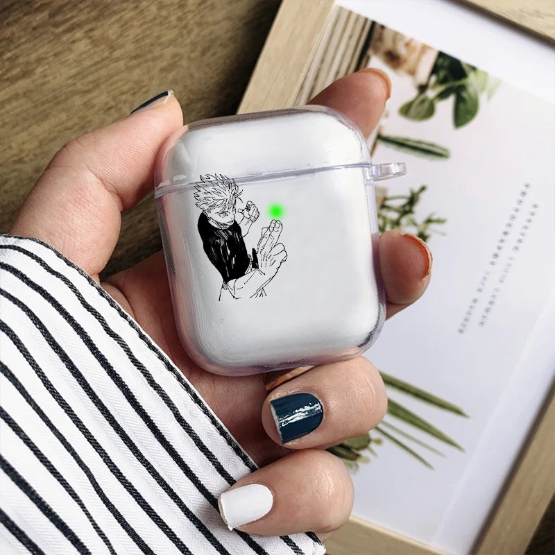 Anime Gojo Satoru Transparent Case for Airpods Pro 3 2 1  4 Cute Japanese Airpod Cases TPU Earphone Cover