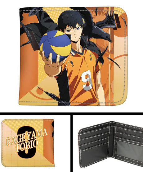 Anime Haikyu!! Short PU Leather Wallet Cute Hinata Shoyo Kageyama Tobio Folding Purse