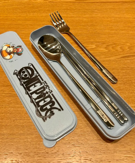 New ONE PIECE Anime Nika Luffy Chopper 304 Stainless Steel Portable Tableware 304 Spoon Fork Chopsticks Student Party Gift