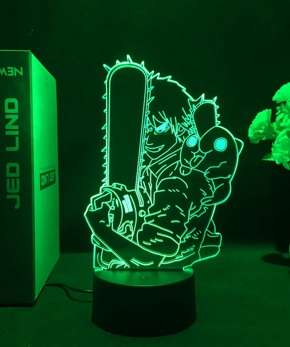 Anime Chainsaw Man Led Acrylic Stand Denji Power Makima Action Figure For Kids Bedroom Decor Nightlight Birthday