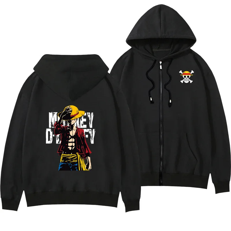 One Piece Anime Women Zip Up Hoodie Jacket Spring Autumn 2New Fashion Mens Sweatshirt Couple Promozed Clothes Coats