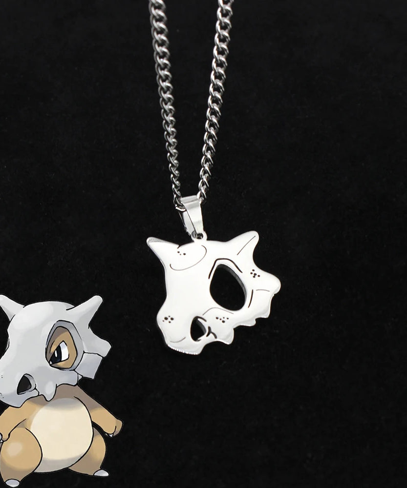Anime Pokemon Cubone Mask Necklace Dinosaur Pendant Caracalla Necklaces Stainless Steel Design Kawaii Jewelry Gift