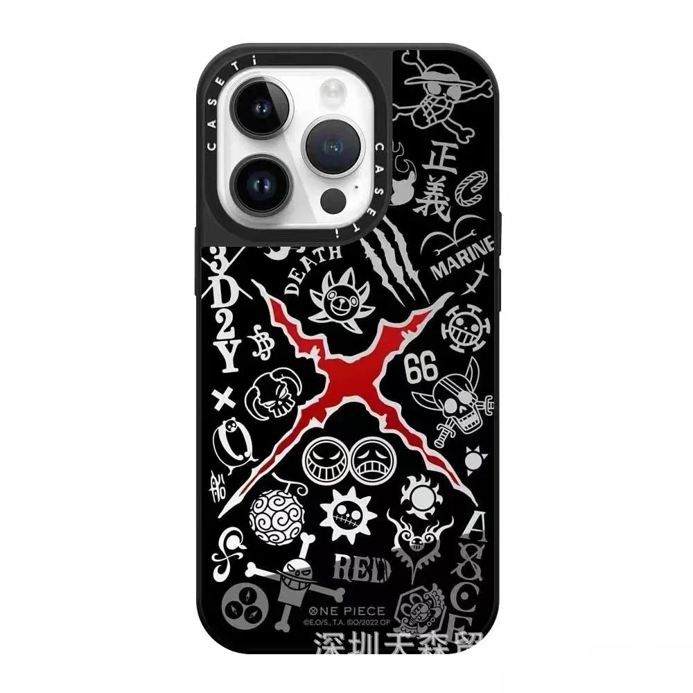 One Piece x Naruto Mirror Phone Case – Anti-Fall Collection for iPhone 16 Pro Max
