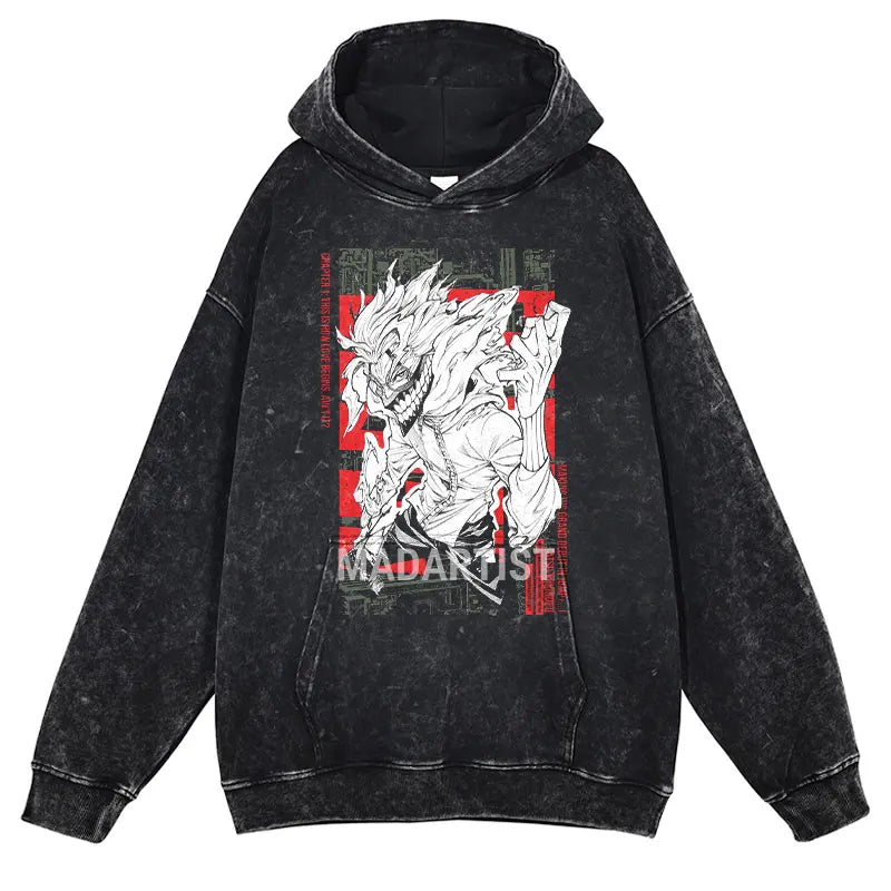 Anime dandadan Hoodies Vintage Washed Dan Da Dan Hooded Sweatshirts Oversize Streetwear Manga Ayase Momo Okarun Hoodie Men Women