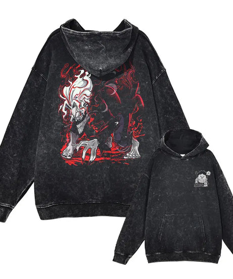 Anime dandadan Hoodies Vintage Washed Dan Da Dan Hooded Sweatshirts Oversize Streetwear Manga Ayase Momo Okarun Hoodie Men Women