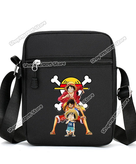 One Piece Men Shoulder Bag Anime Luffy Zoro Boy Oxford Cloth Crossbody Zipper Messenger Bags Outdoor Travel Small Phone Pouch