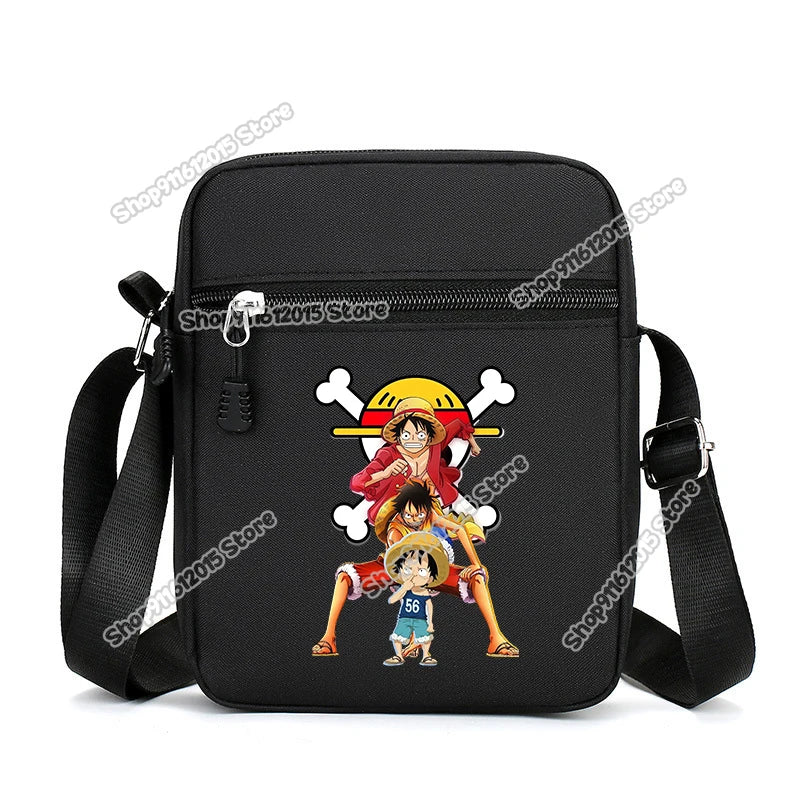 One Piece Men Shoulder Bag Anime Luffy Zoro Boy Oxford Cloth Crossbody Zipper Messenger Bags Outdoor Travel Small Phone Pouch